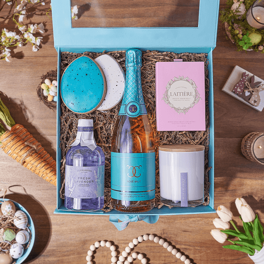 Easter Spa & Champagne Box, spa gift, spa, champagne gift, champagne, sparkling wine gift, sparkling wine, Canada delivery
