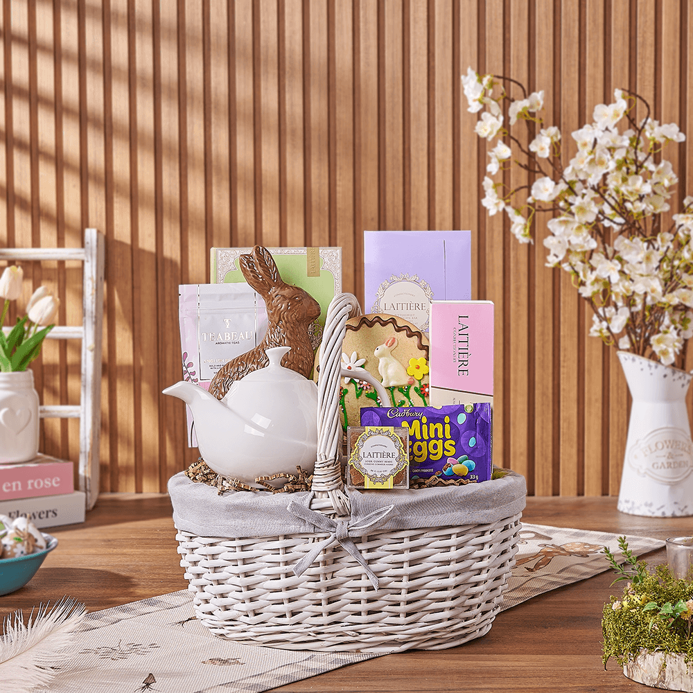 Easter Tea Party Gift Basket, tea gift, tea, chocolate gift, chocolate, easter gift, easter, easter basket, Canada delivery