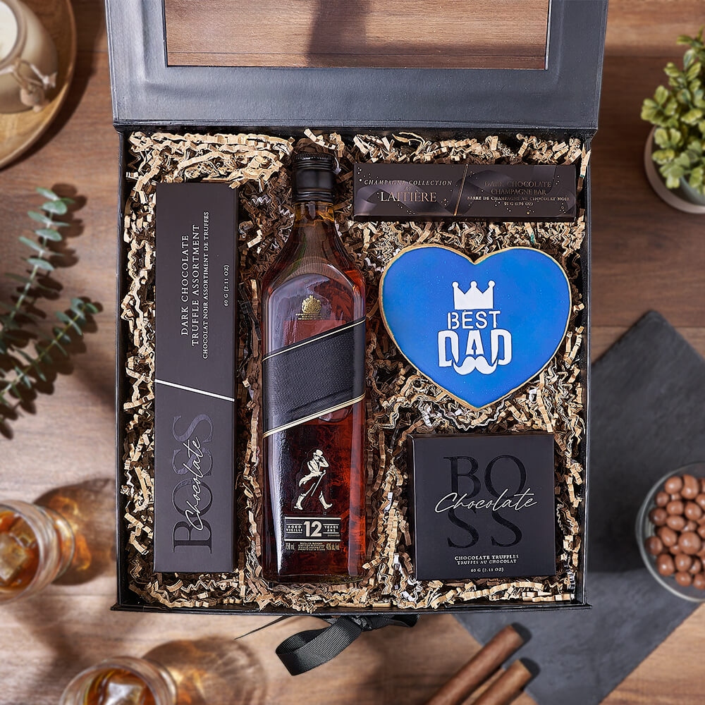 Father's Day Whiskey and Chocolate Gift – how the gift is presented
