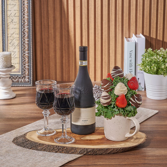 Fresh Chocolate Strawberry Mug & Wine Gift, wine gift, wine, chocolate dipped strawberry gift, chocolate dipped strawberry, Canada delivery