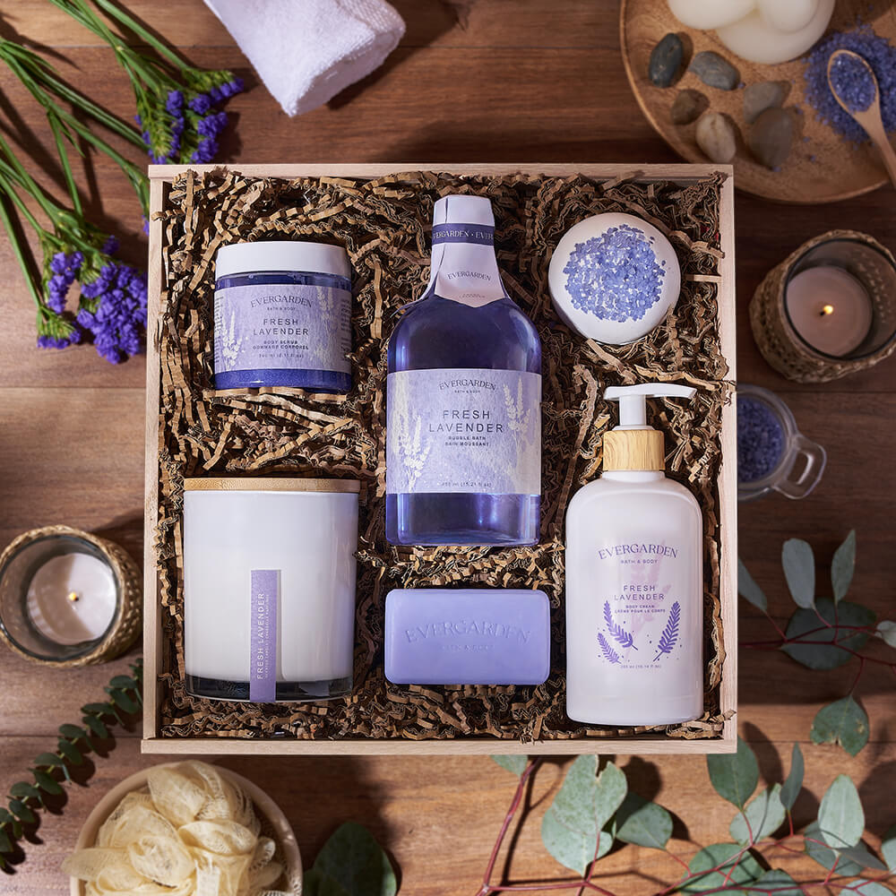 Fresh Lavender Spa Gift Crate, spa gift, spa, bath &amp; body gift, bath &amp; body, mothers day gift, mothers day, Canada delivery