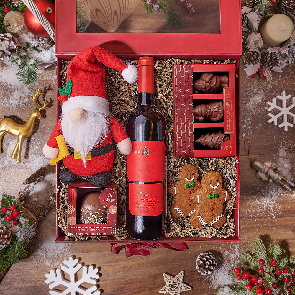 Gingerbread Man &amp; Wine Gift Set, wine gift, wine, chocolate gift, chocolate, christmas gift, christmas, Canada delivery