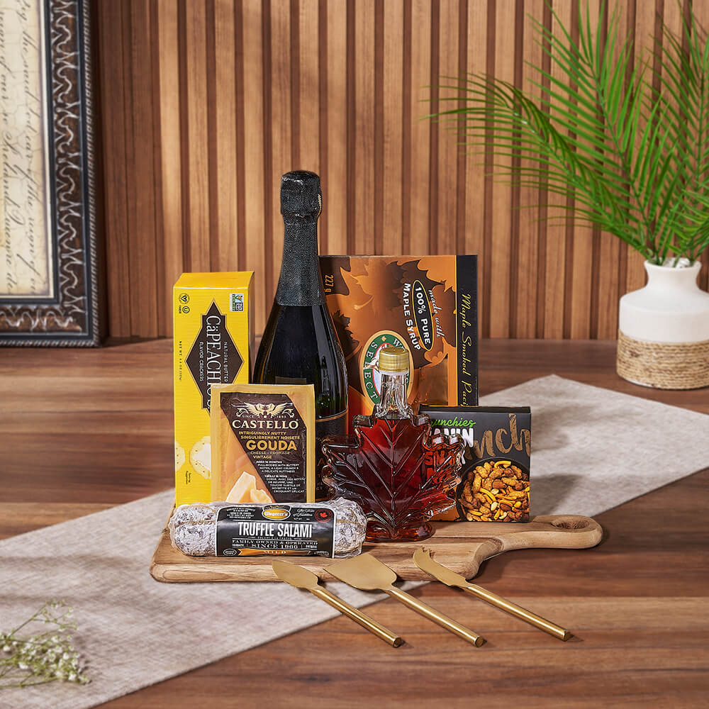 Gourmet Cheese &amp; Champagne Gift Basket, champagne gift, champagne, sparkling wine gift, sparkling wine, seafood gift, seafood, Canada delivery