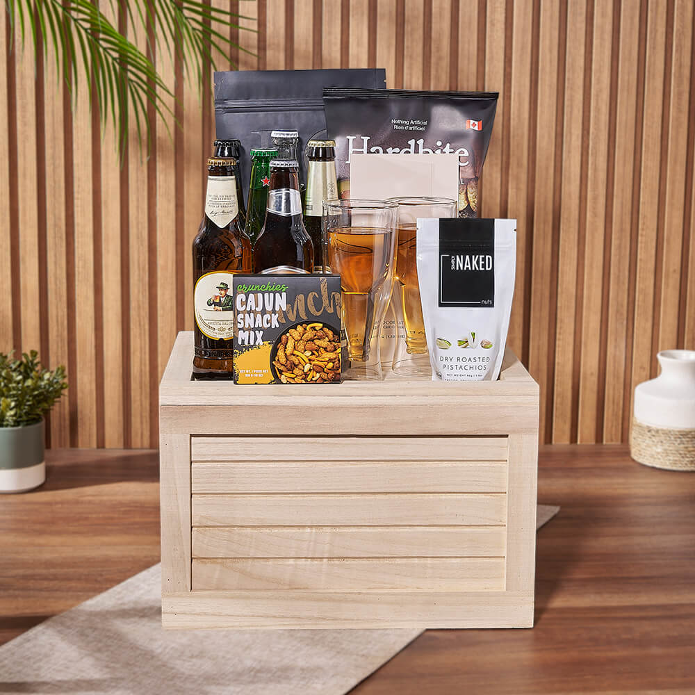 Gourmet Snack &amp; Beer Gift Crate, beer gift, beer, snack gift, snack, Canada delivery