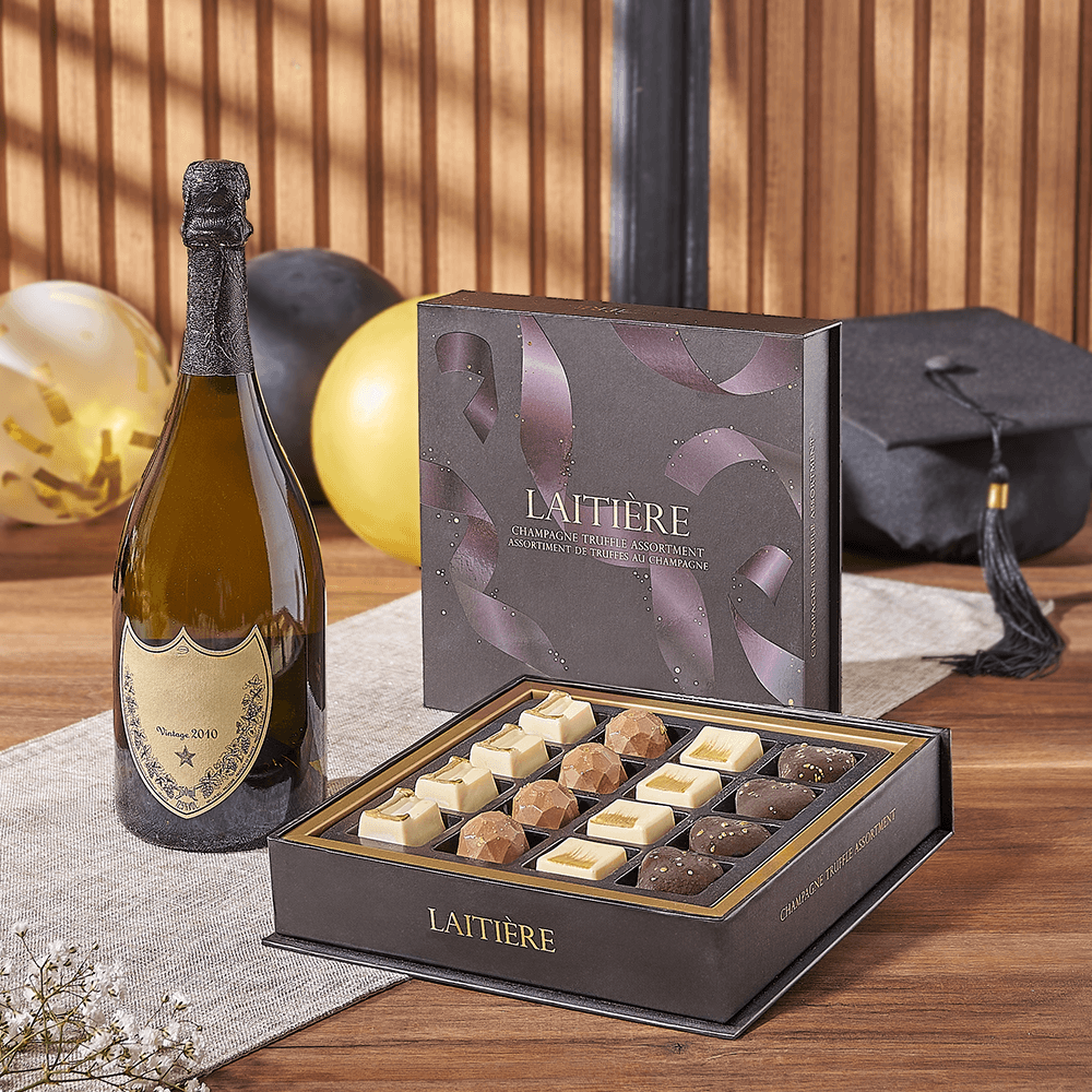 Graduation Champagne &amp; Truffle Gift, graduation gift, graduation, champagne gift, champagne, sparkling wine gift, sparkling wine, chocolate gift, chocolate, Canada delivery