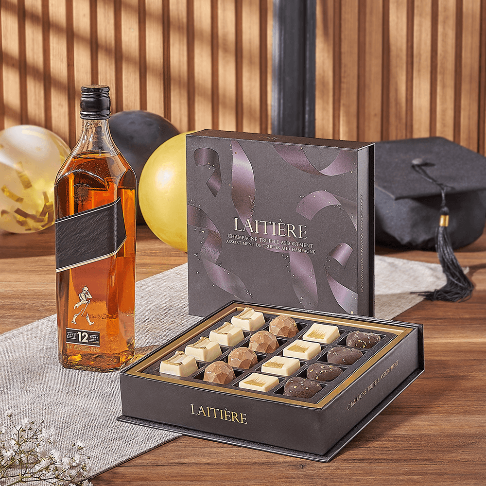 Graduation Spirits &amp; Truffle Gift, graduation gift, graduation, liquor gift, liquor, chocolate gift, chocolate, Canada delivery