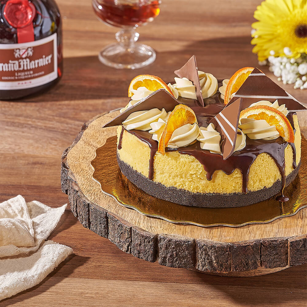 Grand Marnier Infused Chocolate Glazed Cheesecake – how the gift is presented