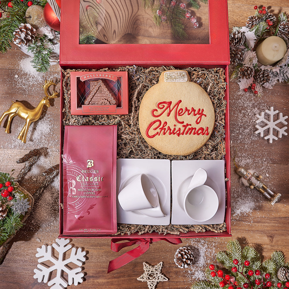 Red Holiday Coffee Set Gift Box – how the gift is presented