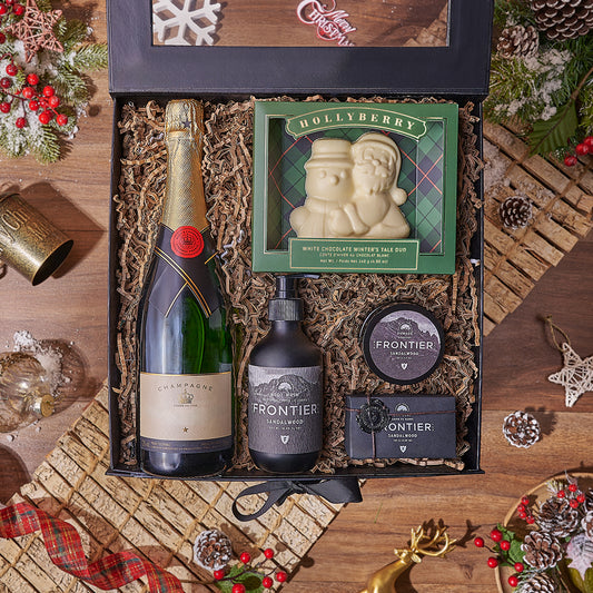 Holiday Bubbly & Spa Gift Box From Canada Baskets - Champagne Gift Set - Canada Delivery