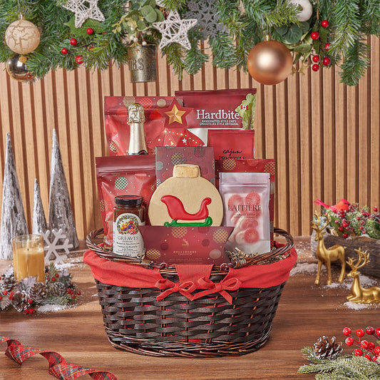 Holiday Champagne & Snack Basket, champagne gift, champagne, sparkling wine gift, sparkling wine, christmas gift, christmas, Canada delivery