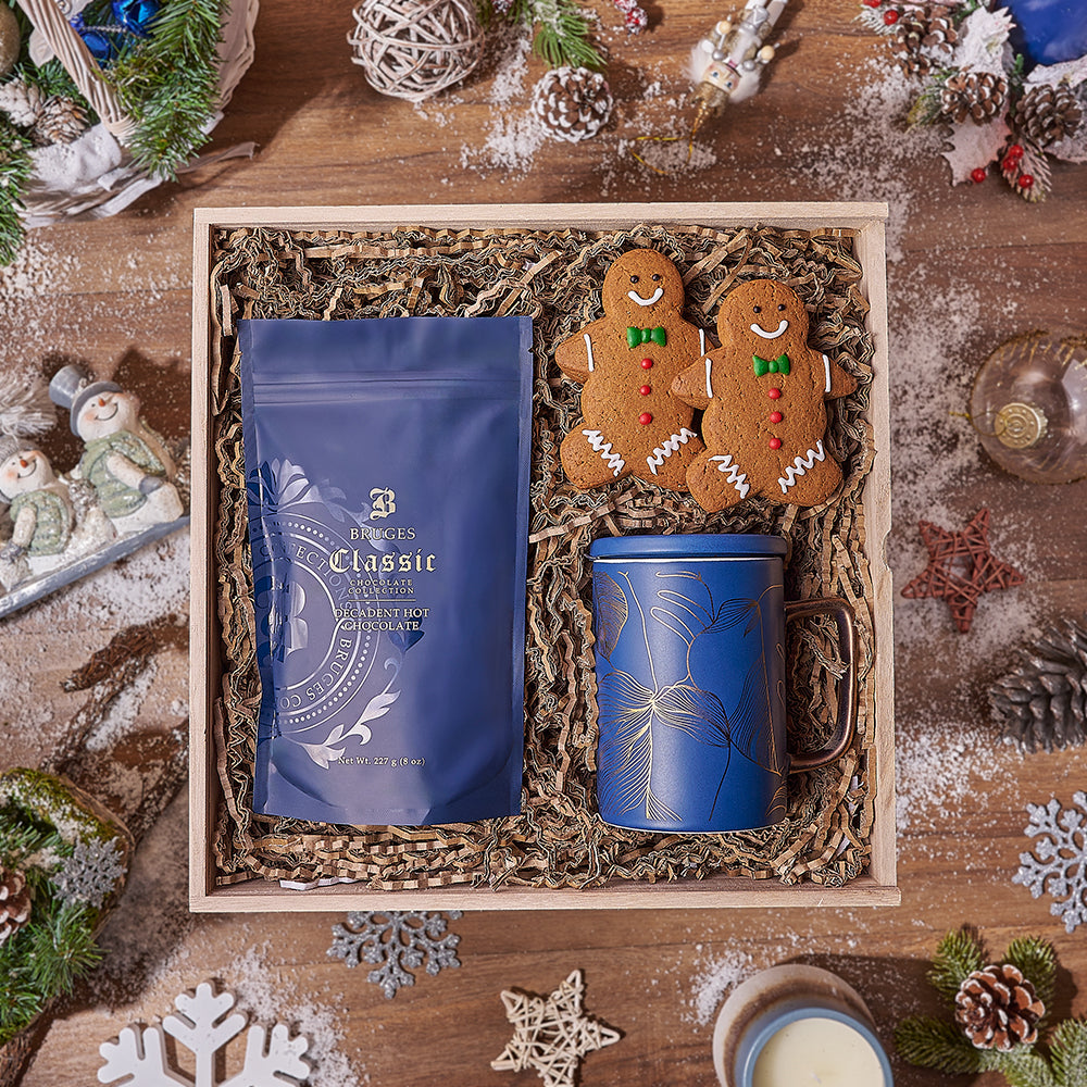 Holiday Hot Chocolate &amp; Treats Basket, hot chocolate gift, hot chocolate, cookie gift, cookie, christmas gift, christmas, Canada delivery 