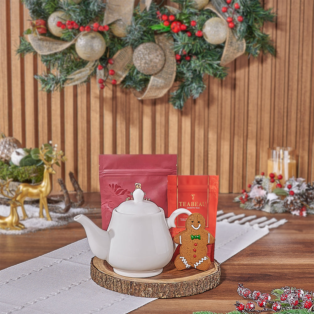Holiday Tea &amp; Cookies Gift Basket, tea gift, tea, cookie gift, cookie, Christmas gift, christmas, Canada delivery