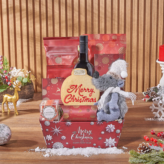 Holiday Treats & Wine Gift Basket, wine gift, wine, chocolate gift, chocolate, christmas gift, christmas, holiday gift, holiday, Canada delivery