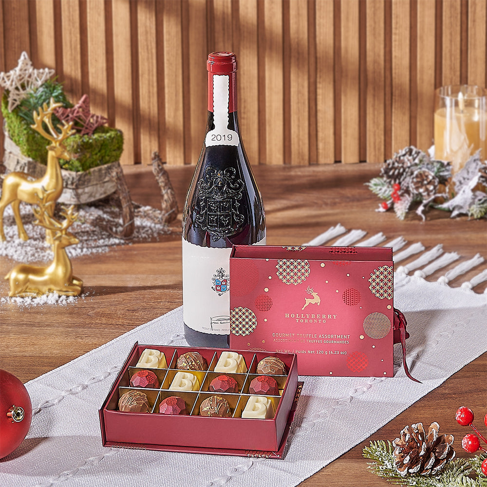 Holiday Wine &amp; Chocolate Gift, wine gift, wine, christmas gift, christmas, chocolate gift, chocolate, Canada delivery