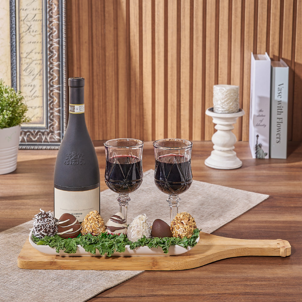 Indulgent Chocolate Strawberries &amp; Wine, wine gift, wine, chocolate covered strawberry gift, chocolate covered strawberry, Canada delivery