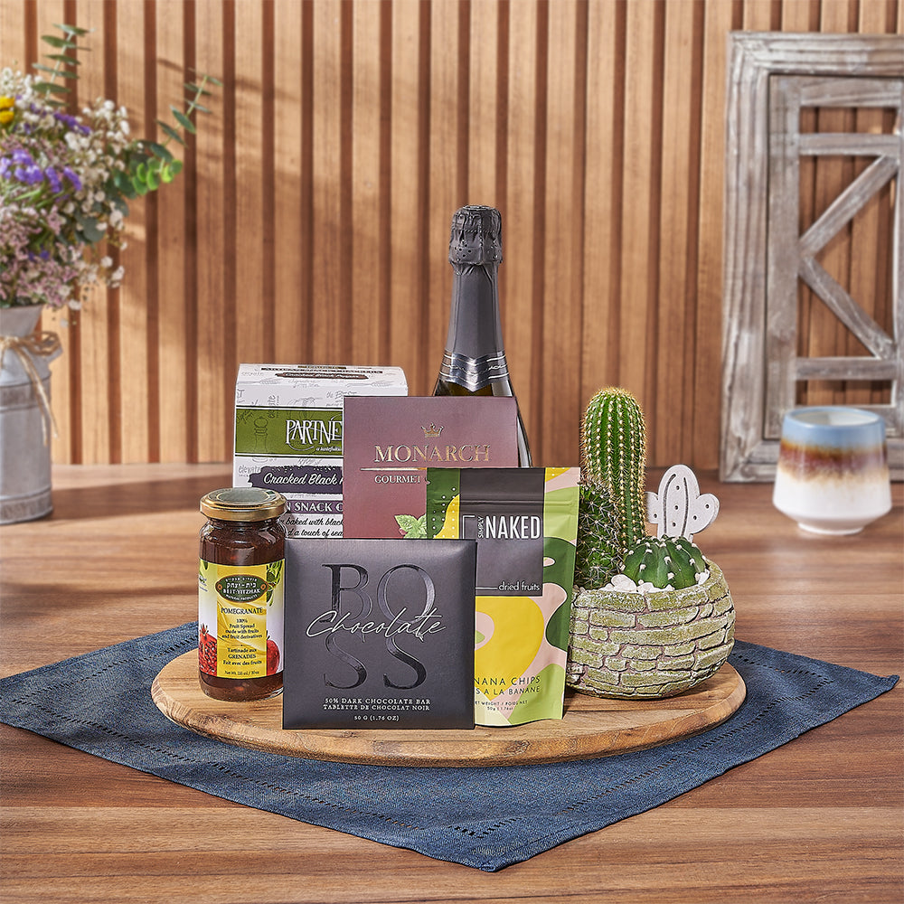 Kosher Celebration &amp; Cacti Gift from Canada Baskets - Champagne Gift Basket - Canada Delivery