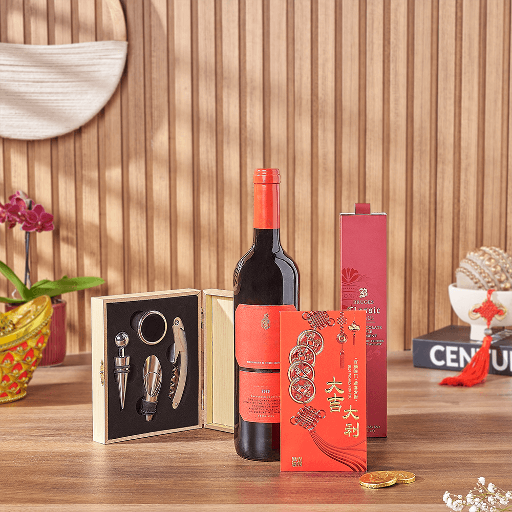 Lucky Wine &amp; Chocolate Gift Set, chinese new year gift, chinese new year, lunar new year gift, lunar new year, Canada delivery