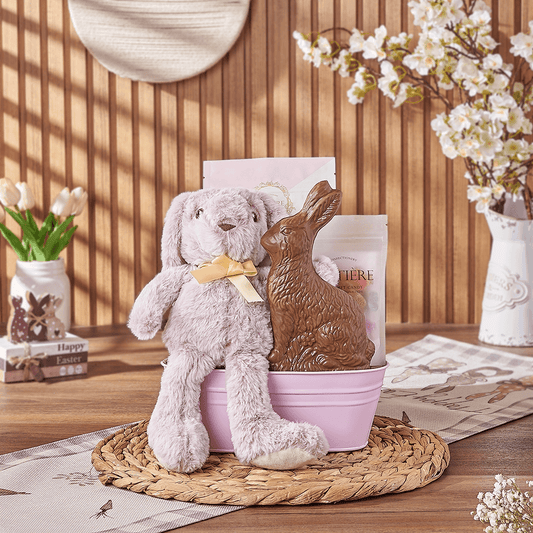Pink Easter Bunny Gift Basket, chocolate gift, chocolate, easter gift, easter, Canada delivery