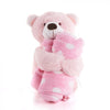 "Pink Hugging Blanket Bear" Plush toy holding a Pink Blanket-Canada Baskets- Canada delivery