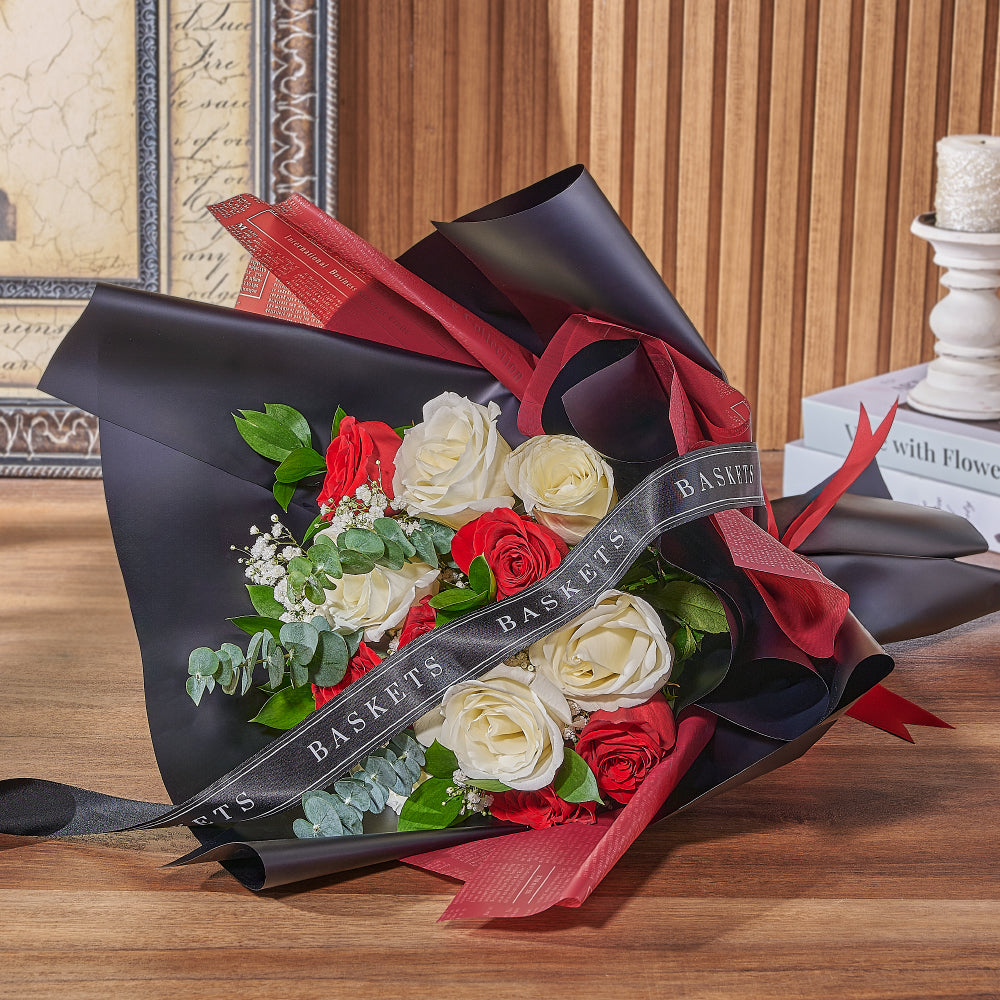 Red &amp; White Rose Bouquet, rose gift, rose, flower gift, flower, bouquet gift, bouquet, Canada delivery