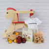 "Rock & Roll Baby Gift Basket" Rocking Horse, Baby Onesie, Apples, Furry Toy, and a Playbook from Canada Baskets - Canada Delivery