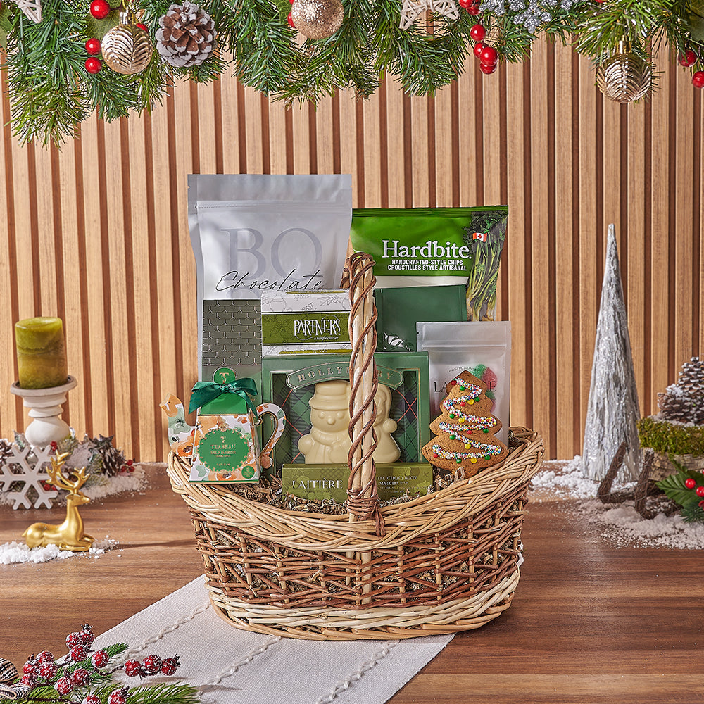 Rustic Holiday Basket, Christmas gift, Christmas, chocolate gift, chocolate, cookie gift, cookie, Canada delivery