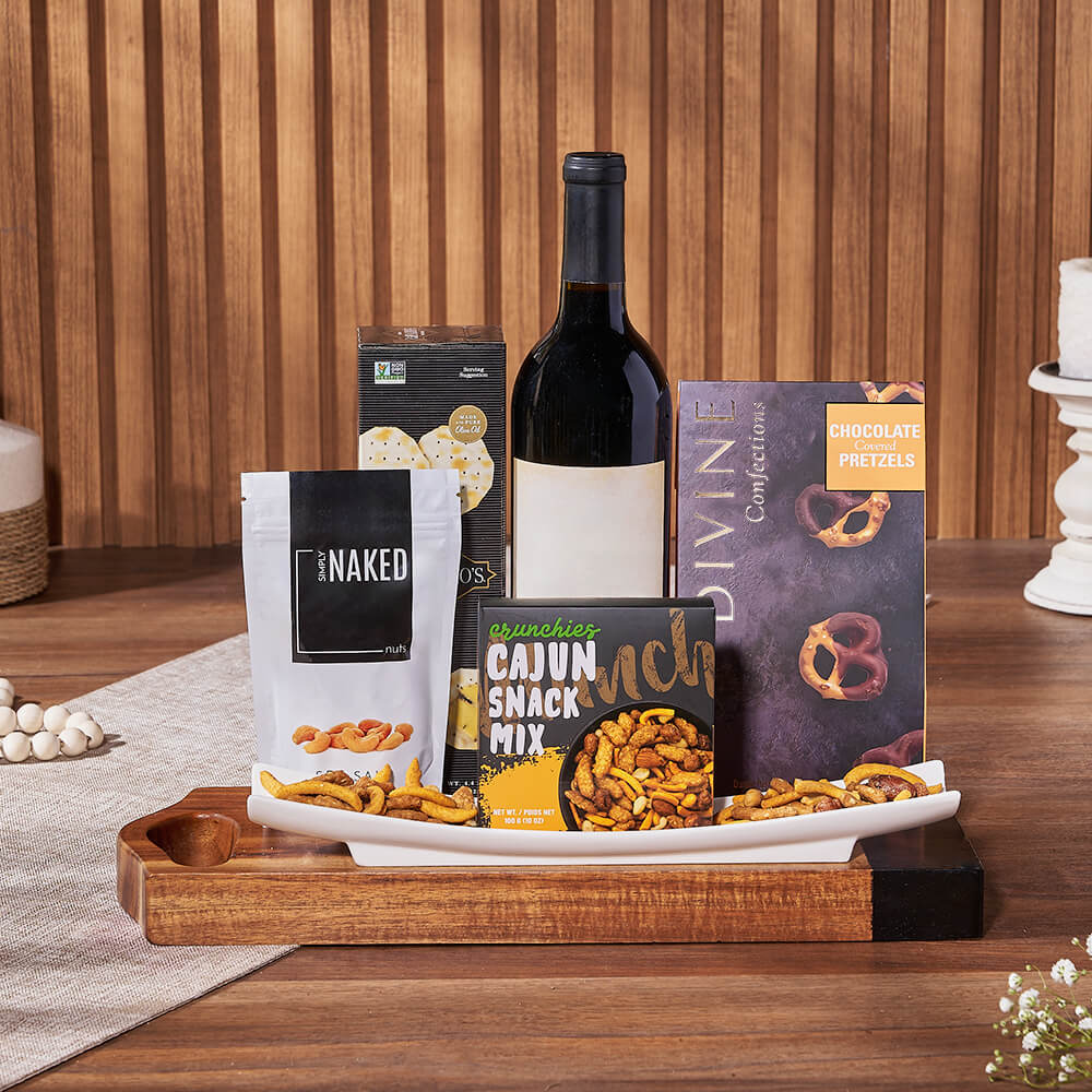 Salty Snack &amp; Wine Gift Set, wine gift, wine, snack gift, snack, nuts gift, nuts, Canada delivery