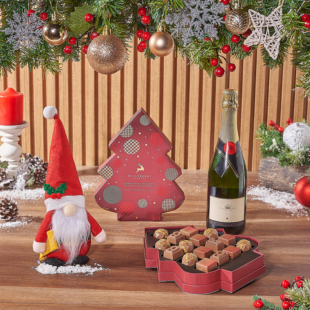 Santa & Gourmet Chocolates with Champagne Gift Set, Christmas gift, Christmas, chocolate gift, chocolate, sparkling wine gift, sparkling wine, Canada delivery