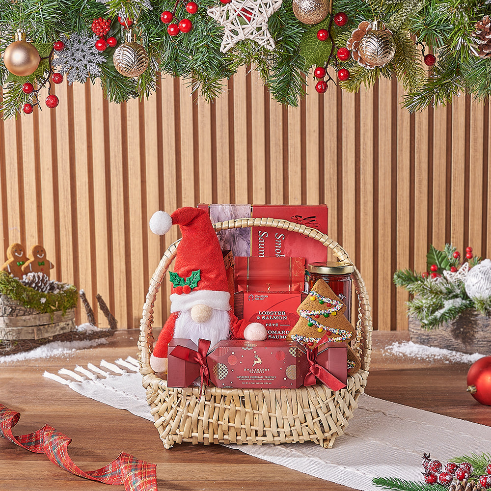 Holiday Smoked Salmon Treat Basket – how the gift is presented