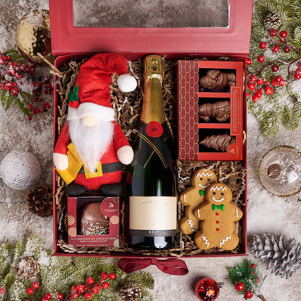 Sparkling Wine with Santa Plush – how the gift is presented