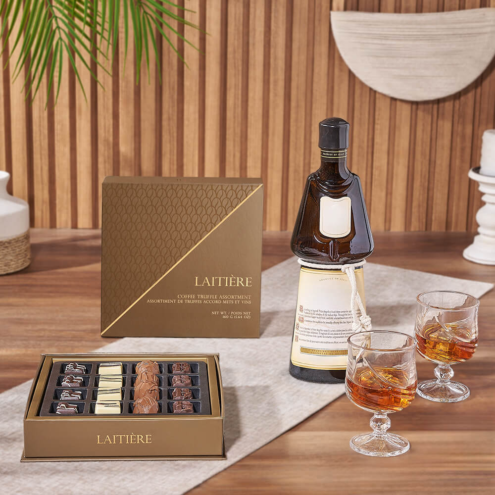 Spirits &amp; Truffle Gift Set, liquor gift, liquor, chocolate gift, chocolate, Canada delivery