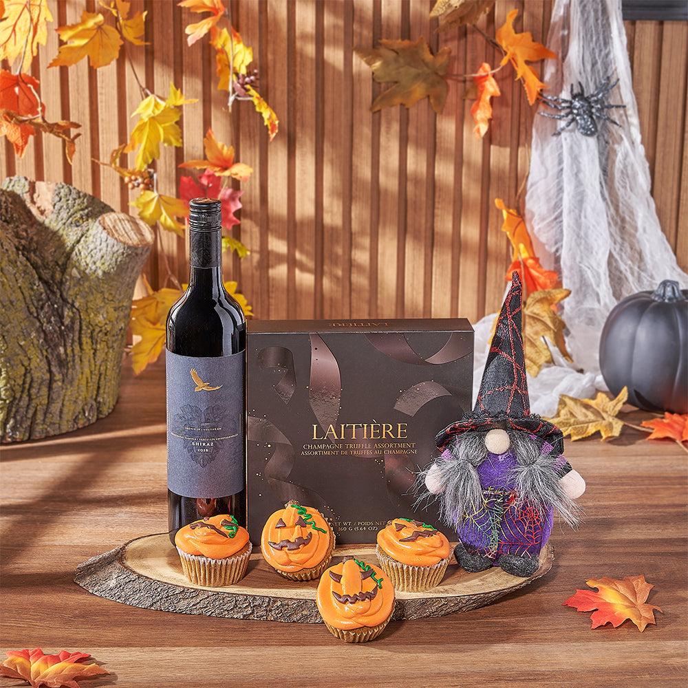 Spooky Wine & Cupcake Gift Set, wine gift, wine, halloween gift, halloween, cupcake gift, cupcake, Canada delivery
