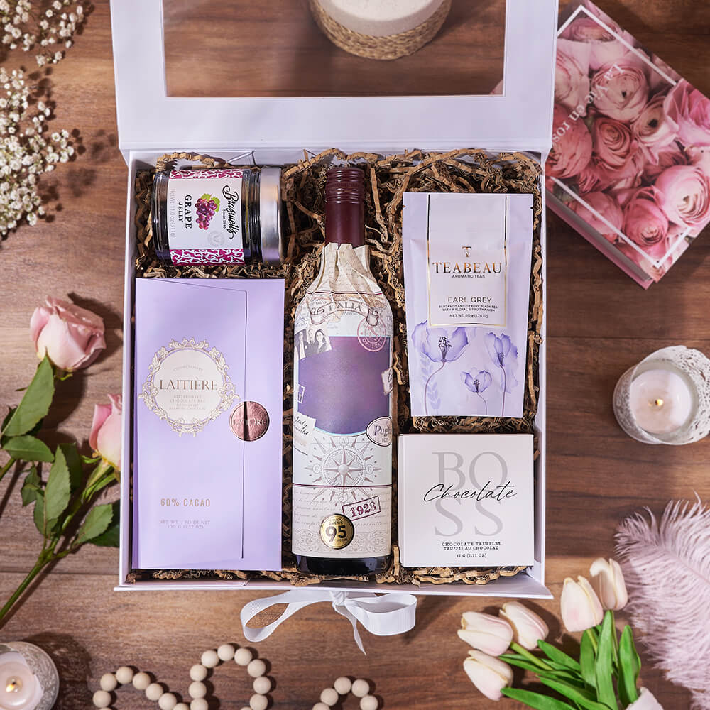 Striking Wine &amp; Chocolate Gift Box, wine gift, wine, chocolate gift, chocolate, tea gift, tea, Canada delivery