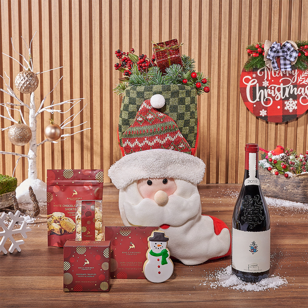 Sweet Stocking & Wine Gift Set, wine gift, wine, chocolate gift, chocolate, Christmas gift, Christmas, Canada delivery