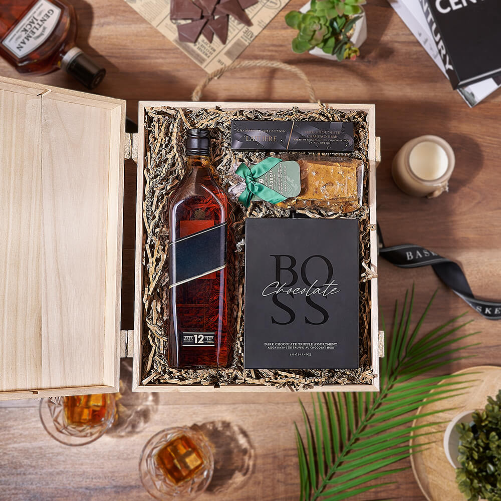 Sweet Things &amp; Liquor Gift Box, liquor gift, liquor, chocolate gift, chocolate, Canada delivery