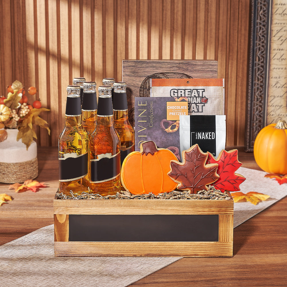 Thanksgiving Beer &amp; Treats Basket, thanksgiving gift, thanksgiving, beer gift, beer, cookie gift, cookie, Canada delivery