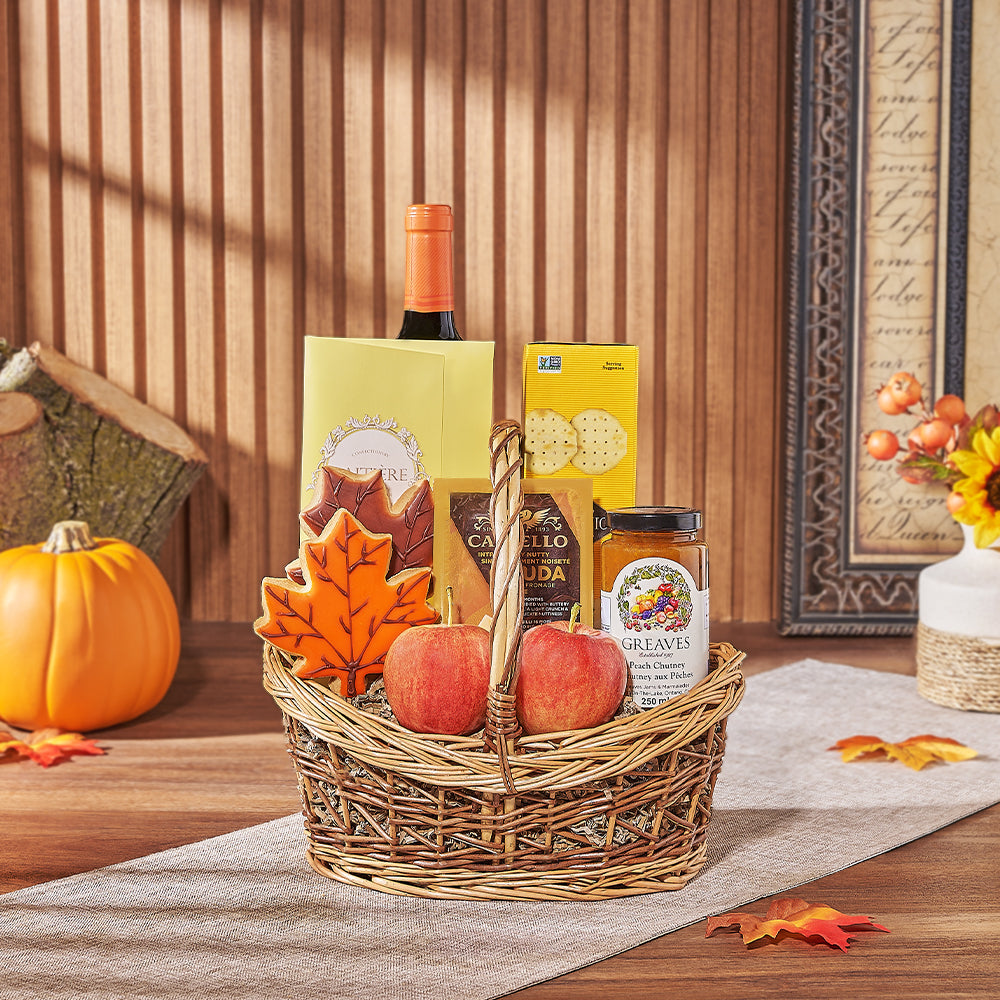 Thanksgiving Fruit & Wine Basket, wine gift, wine, fruit gift, fruit, cookie gift, cookie, thanksgiving gift, thanksgiving, Canada delivery
