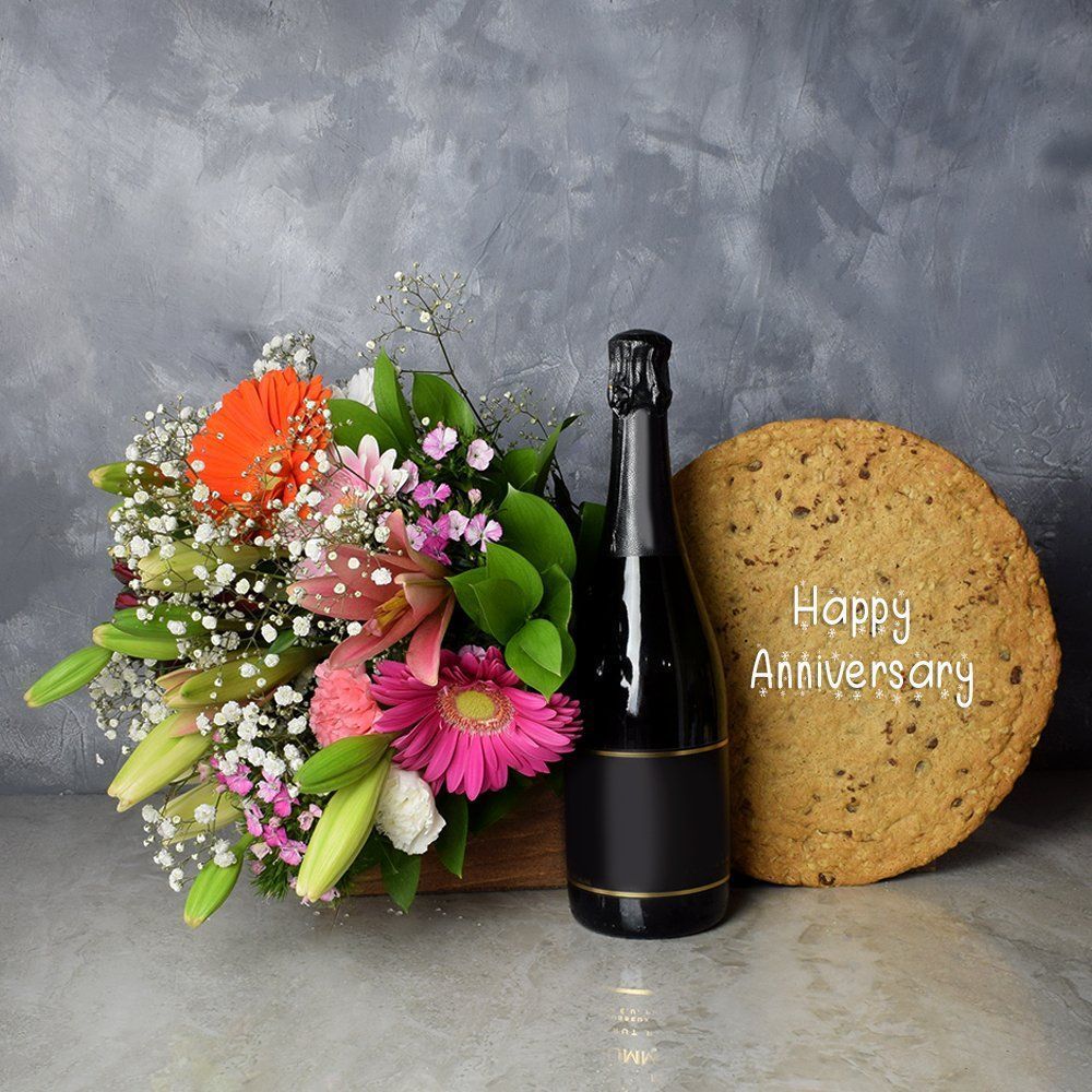 Anniversary Champagne Gift Basket – how the gift is presented