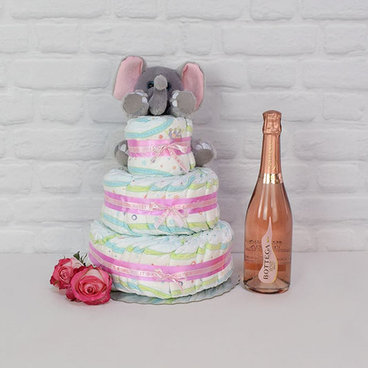 The Diaper Gateau Gift Set with Champagne from Canada Baskets - Canada Delivery
