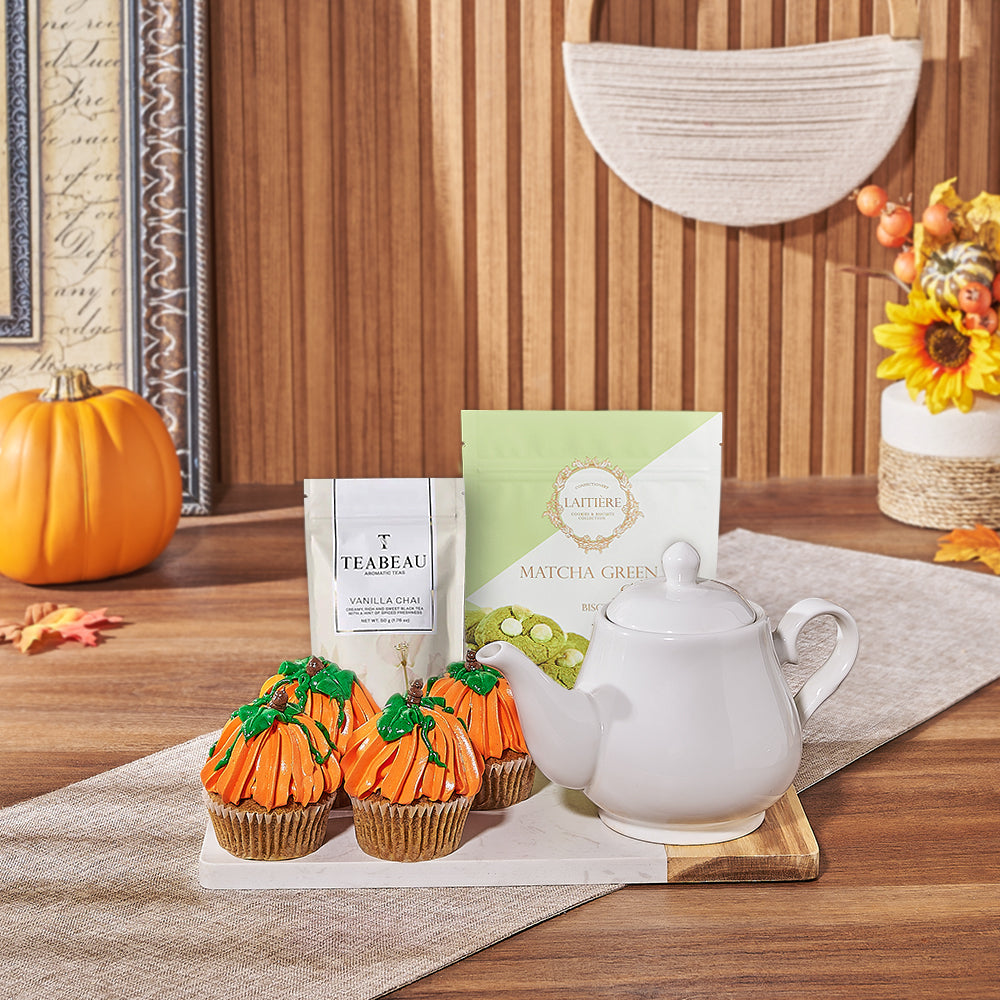 The Great Pumpkin Cupcake &amp; Tea Gift, cupcake gift, cupcake, tea gift, tea, Thanksgiving gift, thanksgiving, Canada delivery
