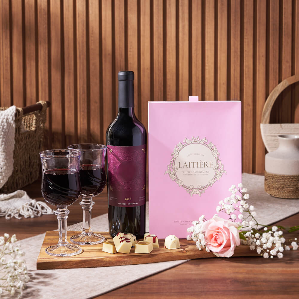 Uptown Wine &amp; Chocolate Gift Basket from Canada Baskets - Wine Gift Set - Canada Delivery.