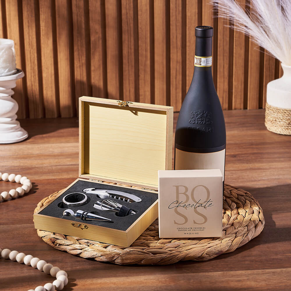 Uptown Wine &amp; Truffles Basket, wine gift, wine, chocolate gift, chocolate, Canada delivery