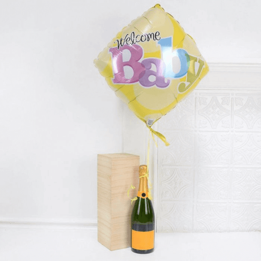Welcome Baby Champagne Celebration A Bottle of Champagne with A Welcome Baby Ballon Canada Baskets - Canada Delivery