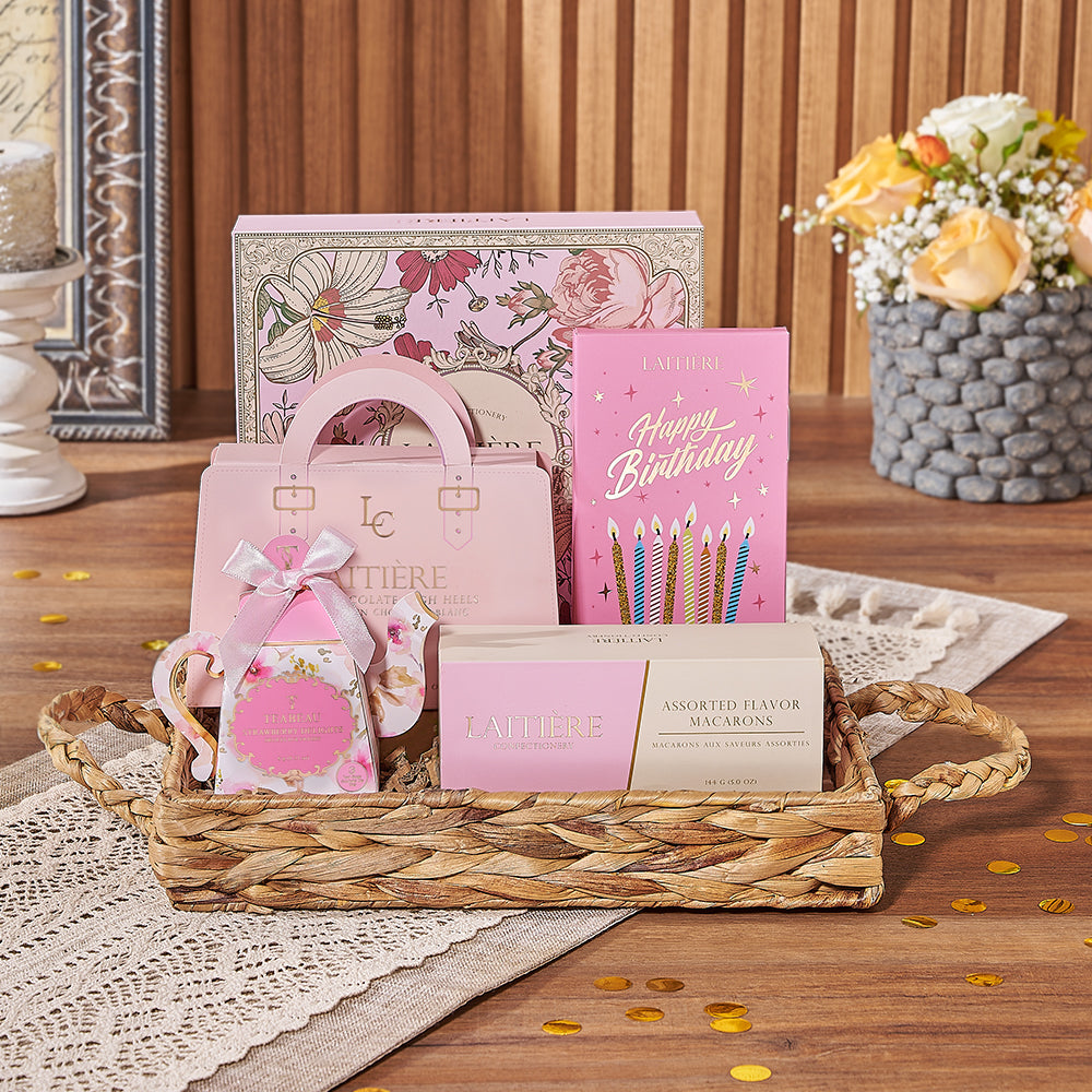 Birthday Tea and Chocolate Tray – how the gift is presented