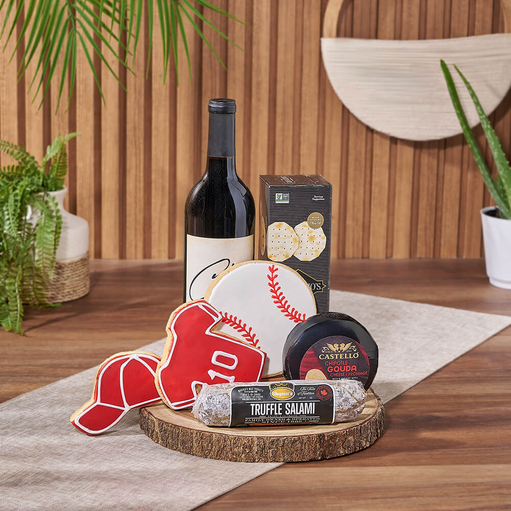 Wine &amp; Baseball Cookie Gift, wine gift, wine, baseball gift, baseball, sports gift, sports, Canada delivery