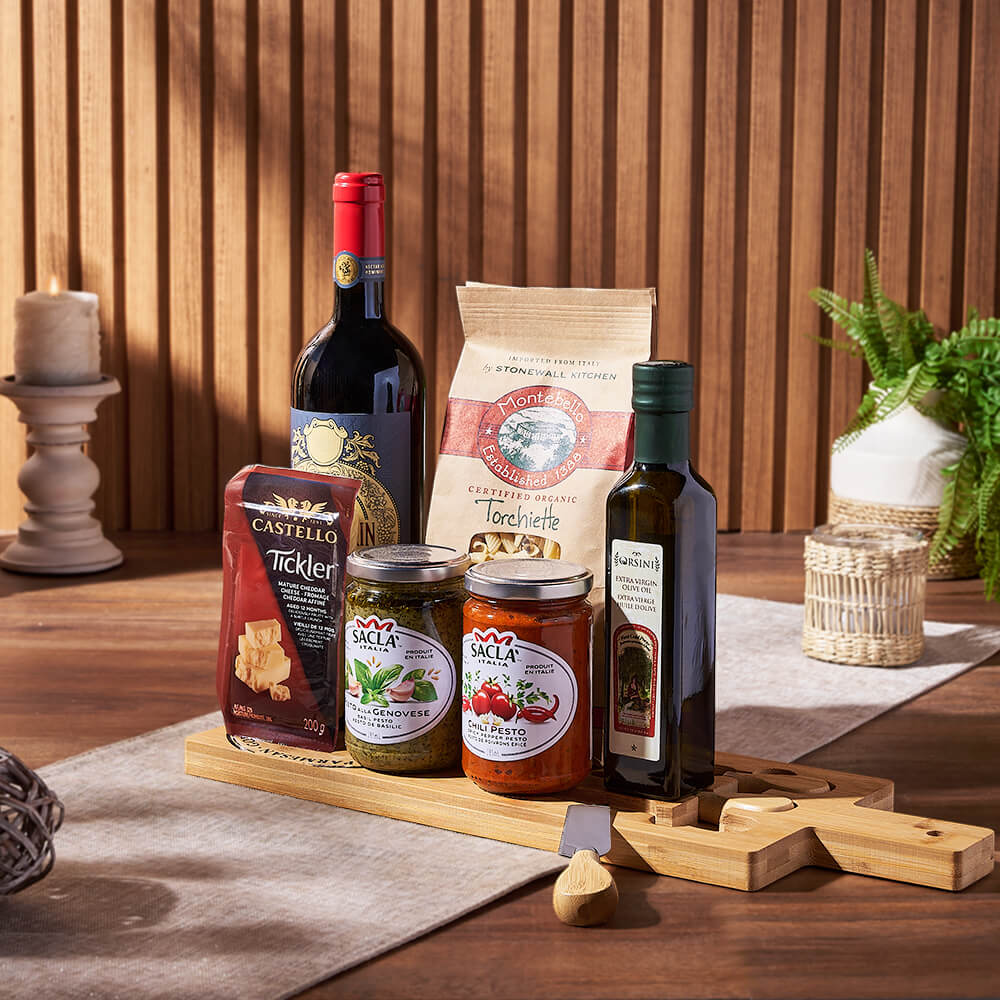 Wine &amp; Pasta Gift Set, wine gift, wine, pasta gift, pasta, gourmet gift, gourmet, cheese gift, cheese, Canada delivery