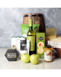 Apple, Cheese, & Wine Gift Basket