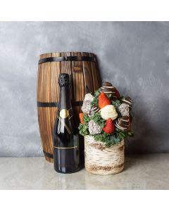 Oakville Chocolate Dipped Strawberries Vase & Bubbly